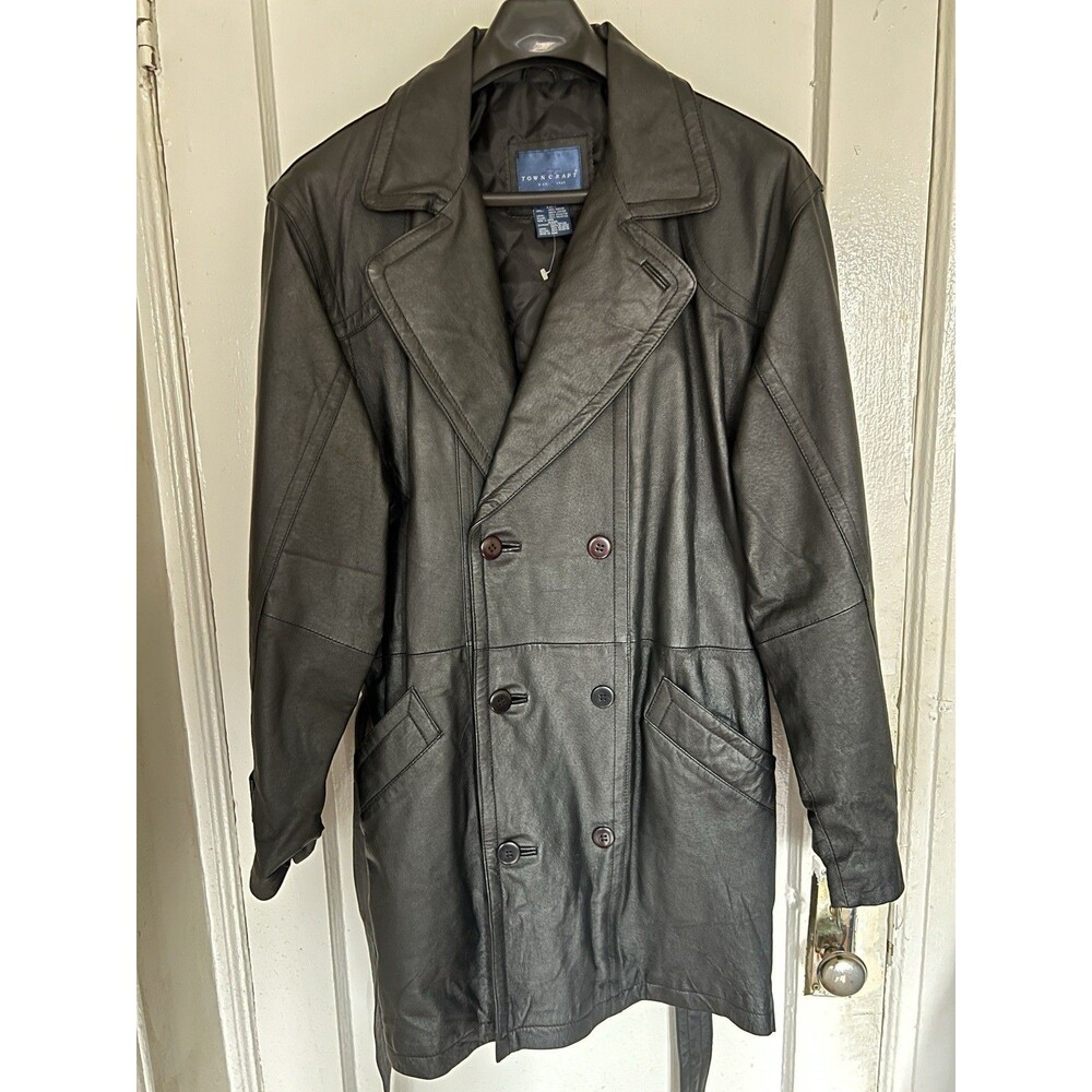 Men's Nappa Leather Trench coat XXL Black